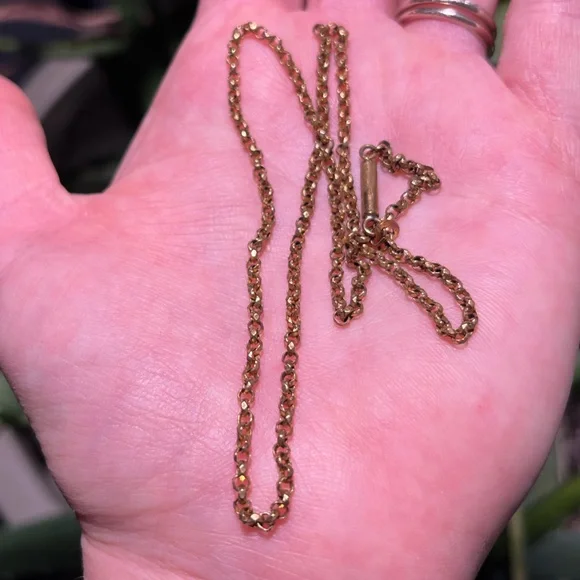 Antique RG Gold Faceted Rolo Link Chain Necklace- 18” - Picture 11 of 12